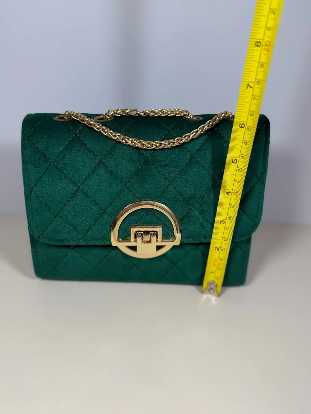 Unk Emerald Quilted Crossbody Bag with Gold Chain